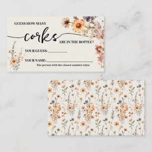 Autumn Wildflowers How many Corks Shower Game Card