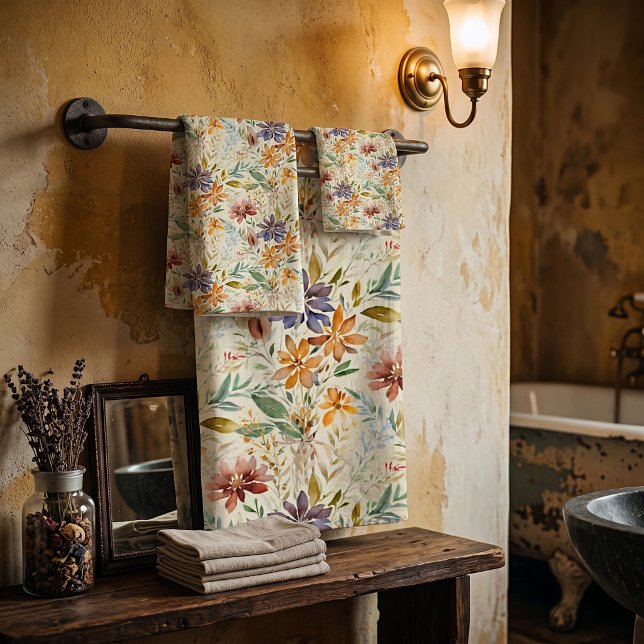 Autumn wildflowers pattern bath towel set (Creator Uploaded)