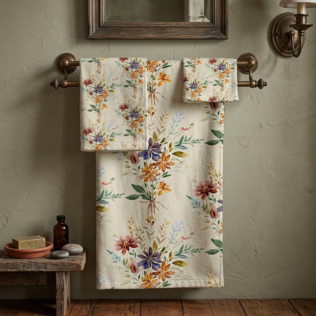 Autumn wildflowers pattern bath towel set (Creator Uploaded)