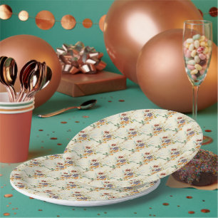 Autumn wildflowers pattern paper plate