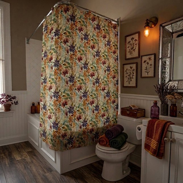 Autumn wildflowers pattern shower curtain (Creator Uploaded)