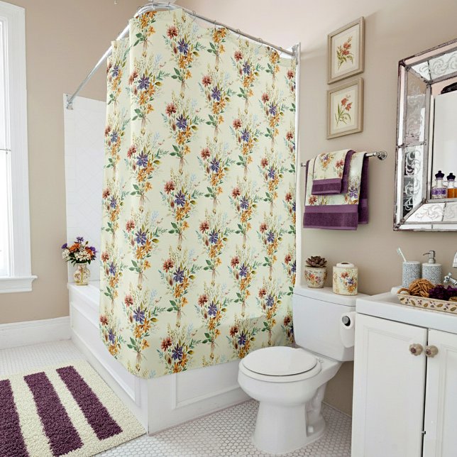 Autumn wildflowers pattern shower curtain (Creator Uploaded)