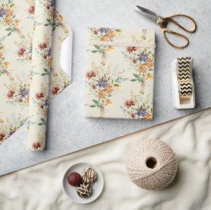 Autumn wildflowers pattern wrapping paper