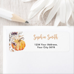 Autumn Wildflowers Pumpkin Baby Shower Return Address Label