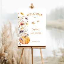 Autumn Wildflowers Pumpkin Baby Shower Welcome