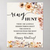 Autumn Wildflowers Ring Hunt Shower Game Sign