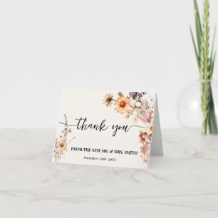 Autumn Wildflowers Thank You Card Folded