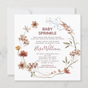 Autumn Wildflowers Watercolor Baby Sprinkle Invitation
