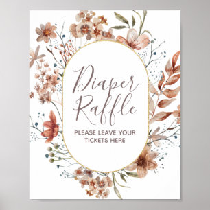 Autumn Wildflowers watercolor Diaper Raffle Poster