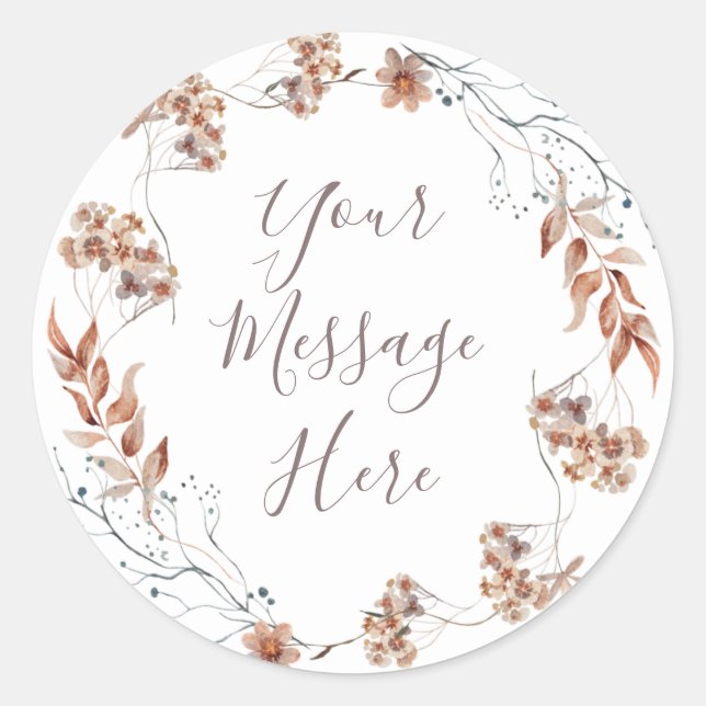 Autumn Wildflowers Watercolor Message Sticker (Front)
