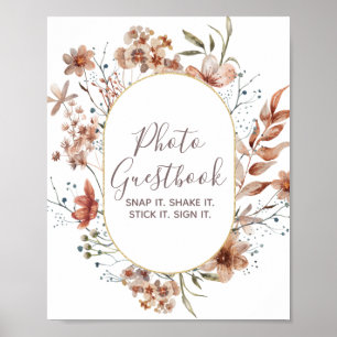 Autumn Wildflowers Watercolor Photo Guestbook