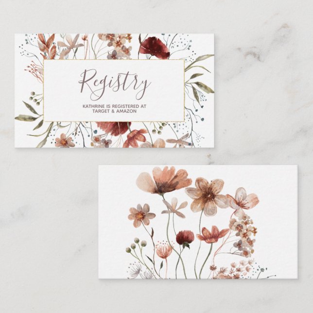 Autumn Wildflowers Watercolor Registry Insert (Front/Back)