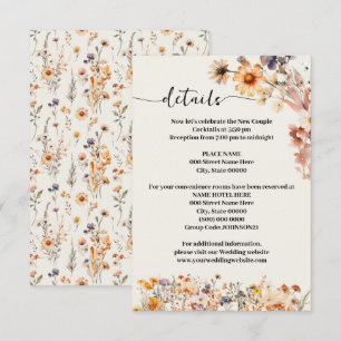 Autumn Wildflowers Wedding Details Enclosure Card