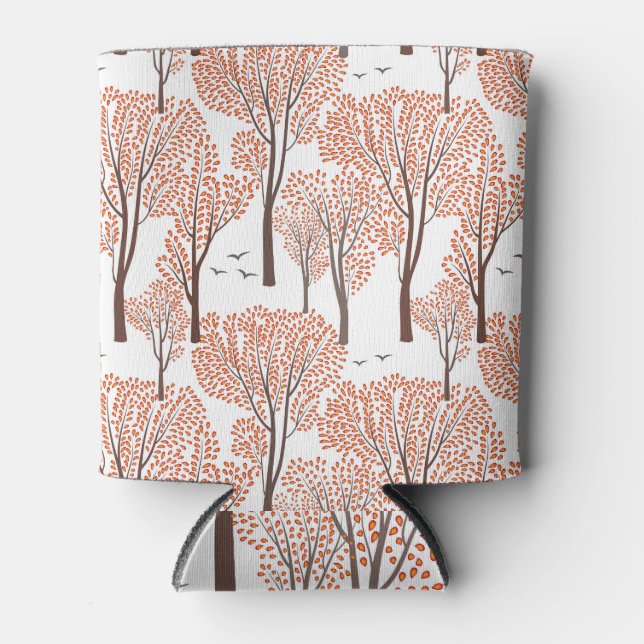 Autumn Wildlife Trees Birds Pattern Can Cooler (Front)