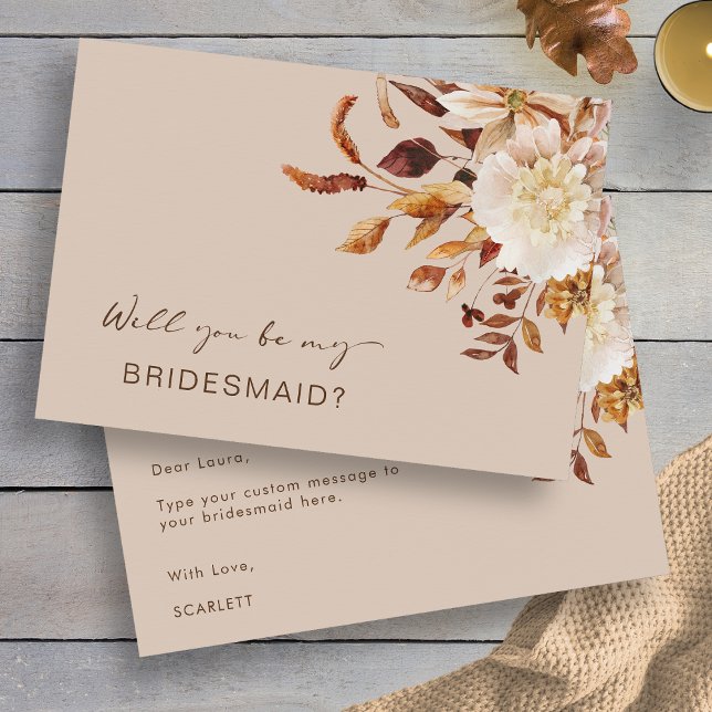 Autumn Will You Be My Bridesmaid Proposal Card (Autumn Floral Will You Be My Bridesmaid Proposal Card by Painted Paperie
)