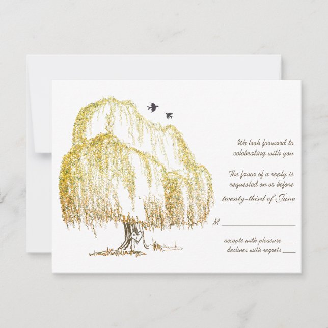 Autumn Willow Tree Wedding Response Card (Front)