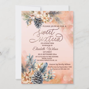 Autumn/winter blushed floral watercolor invitation