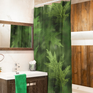Autumn Winter Fall Leaves Green Shimmer Leaf Shower Curtain