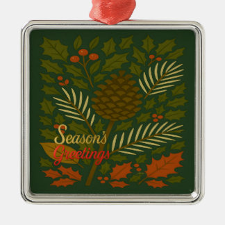 Autumn & Winter Mid Century Season's Greetings Metal Ornament