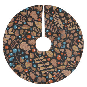 Autumn Winter Plants: Vintage Pattern Brushed Polyester Tree Skirt