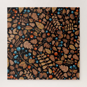 Autumn Winter Plants: Vintage Pattern Jigsaw Puzzle