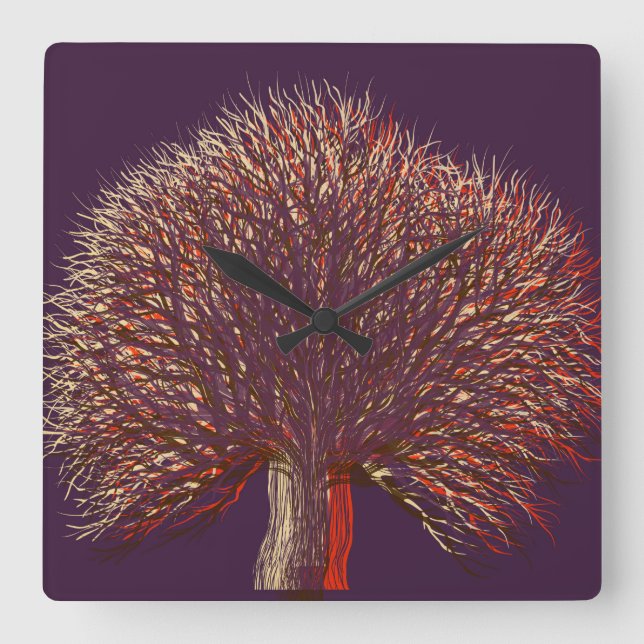 Autumn Winter Tree Square Wall Clock (Front)