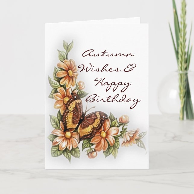 Autumn Wishes Happy Birthday Greeting Card (Front)