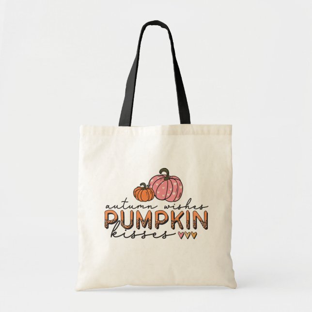 Autumn Wishes Pumpkin Kisses  Tote Bag (Front)