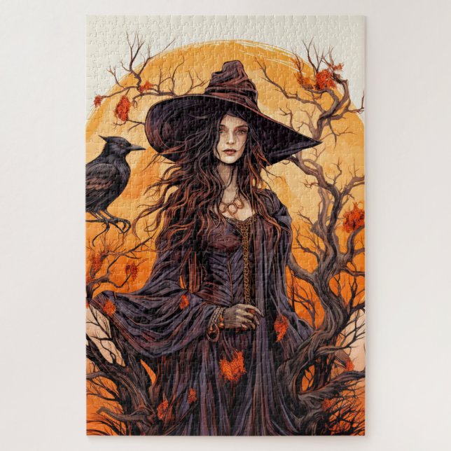 Autumn Witch | Happy Halloween Jigsaw Puzzle (Vertical)