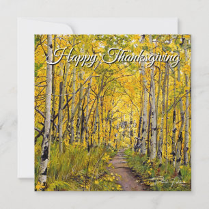 Autumn With Gold and Yellow Aspens Thanksgiving Holiday Card