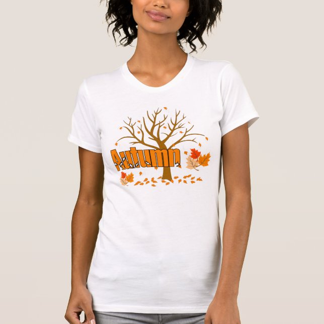Autumn With Tree & Leaves Women's Tee (Front)