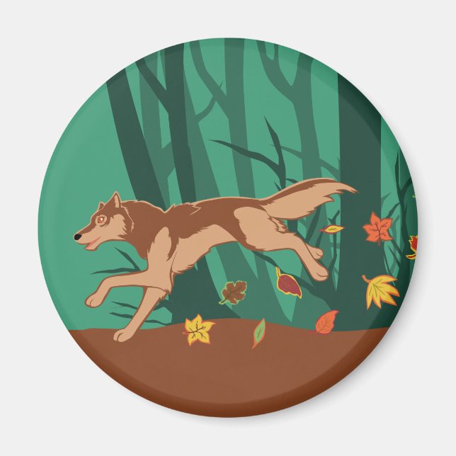 Autumn Wolf Magnet (Front)