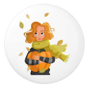 AUTUMN WOMAN CERAMIC KNOB