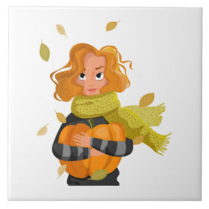 AUTUMN WOMAN CERAMIC TILE