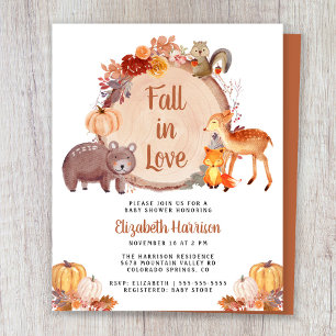 Autumn Woodland Animals Baby Shower Invitation