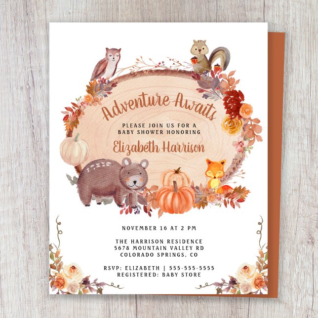 Autumn Woodland Animals Baby Shower Invitation (Creator Uploaded)
