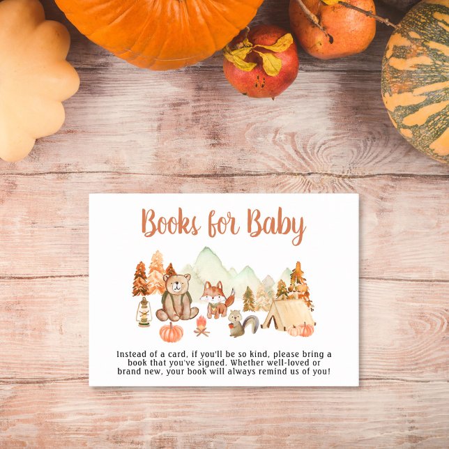 Autumn Woodland Animals Books For Baby Shower Enclosure Card (Creator Uploaded)