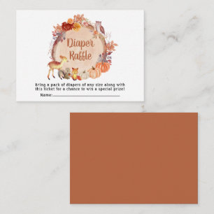 Autumn Woodland Animals Diaper Raffle Baby Shower Enclosure Card