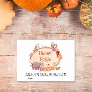 Autumn Woodland Animals Diaper Raffle Baby Shower Enclosure Card