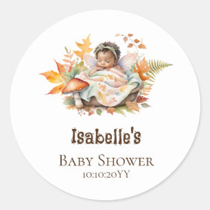 Autumn Woodland Fairy Baby Shower Classic Round Sticker