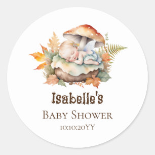 Autumn Woodland Fairy Baby Shower Classic Round Sticker