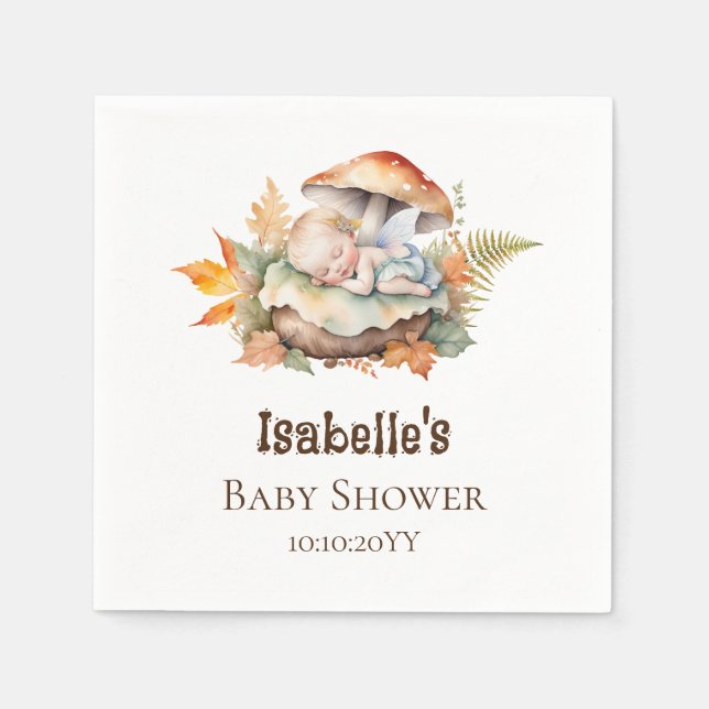 Autumn Woodland Fairy Baby Shower Napkin (Front)