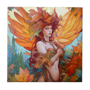 Autumn Woodland Fairy Fantasy Art Ceramic Tile