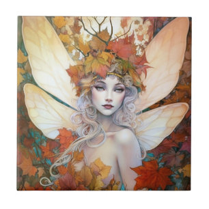 Autumn Woodland Fairy Fantasy Art Ceramic Tile