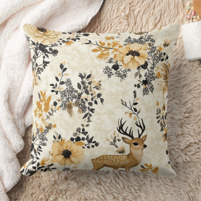 Autumn Woodland Fawn Pattern Cushion (Blanket)