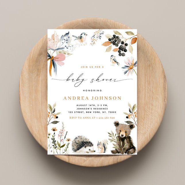 Autumn Woodland Forest Animals Fall Baby Shower Invitation (Creator Uploaded)