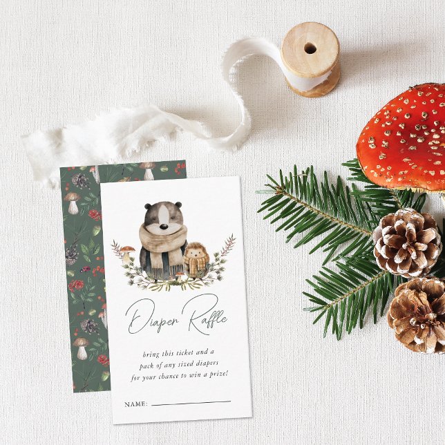 Autumn Woodland Forest Baby Shower Diaper Raffle Enclosure Card (Creator Uploaded)