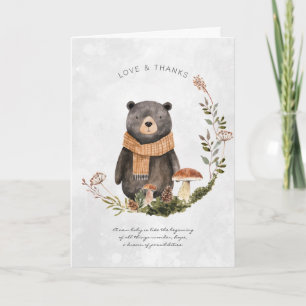 Autumn Woodland Forest Bear   Baby Shower Thank You Card