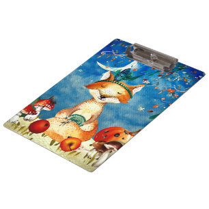 Autumn Woodland Friends Fox Forest Illustration Clipboard