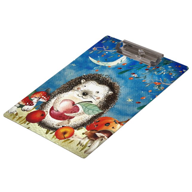 Autumn Woodland Friends Hedgehog Forest Drawing Clipboard (Angled)